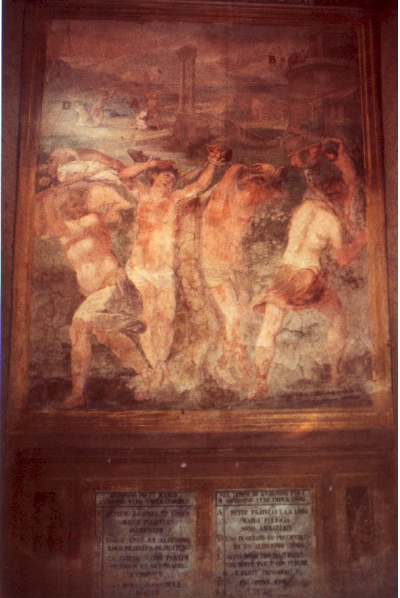 Il martirio di Santa Felicita e dei suoi Sette Figli. Roma , Santo Stefano Rotondo. Affresco del Pomarancio